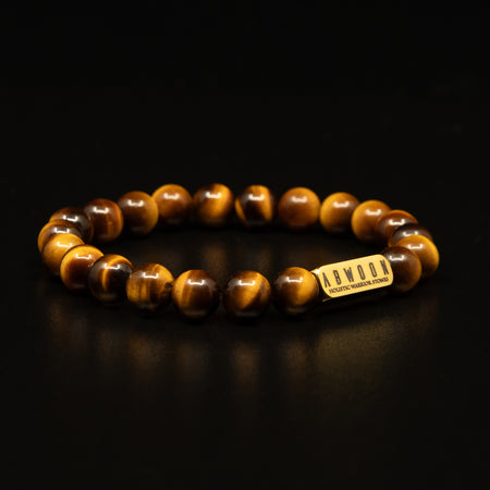 Tiger's Eye bracelet with gold logo bead