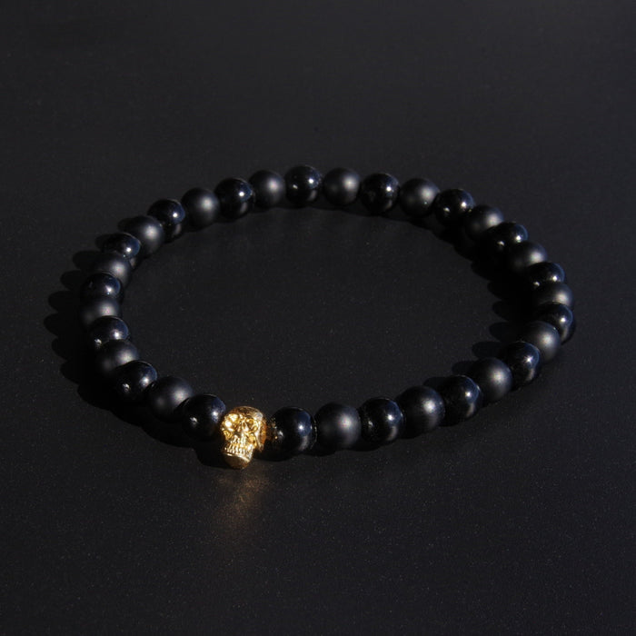 MIDNIGHT ACTION - Matte and Polished Onyx with Gold Skull