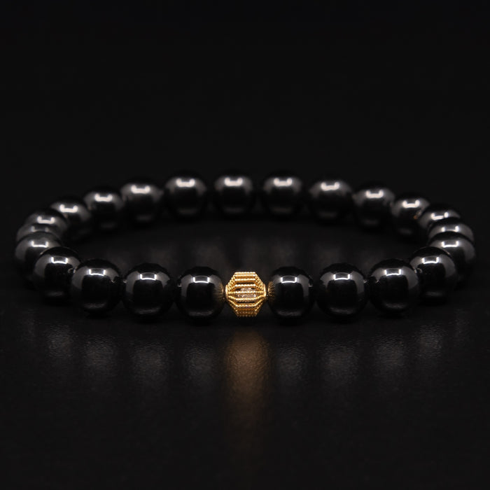 POLISHED BLACK ONYX BRACELET WITH 18K GOLD