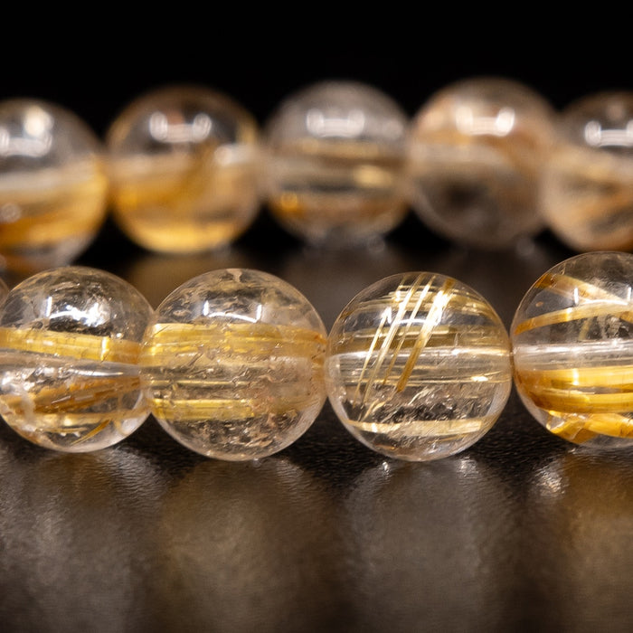 9mm GOLD RUTILATED QUARTZ BRACELET